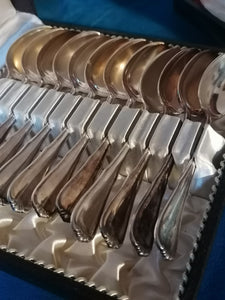 Jezler modèle princesse série de 12 cuillères à thé en argent massif, avec son coffret. 