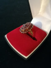 Charger l&#39;image dans la galerie, Tchécoslovaquie 1960 bague en argent doré et cristaux taillé de bohème, titre 0.900
