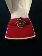 Charger l&#39;image dans la galerie, Tchécoslovaquie 1960 bague en argent doré et cristaux taillé de bohème, titre 0.900
