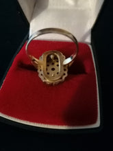 Charger l&#39;image dans la galerie, Tchécoslovaquie 1960 bague en argent doré et cristaux taillé de bohème, titre 0.900
