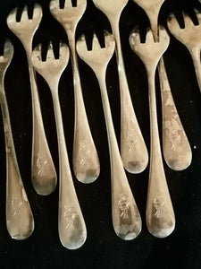 Beard fourchettes à huîtres, série de 12 pièces.