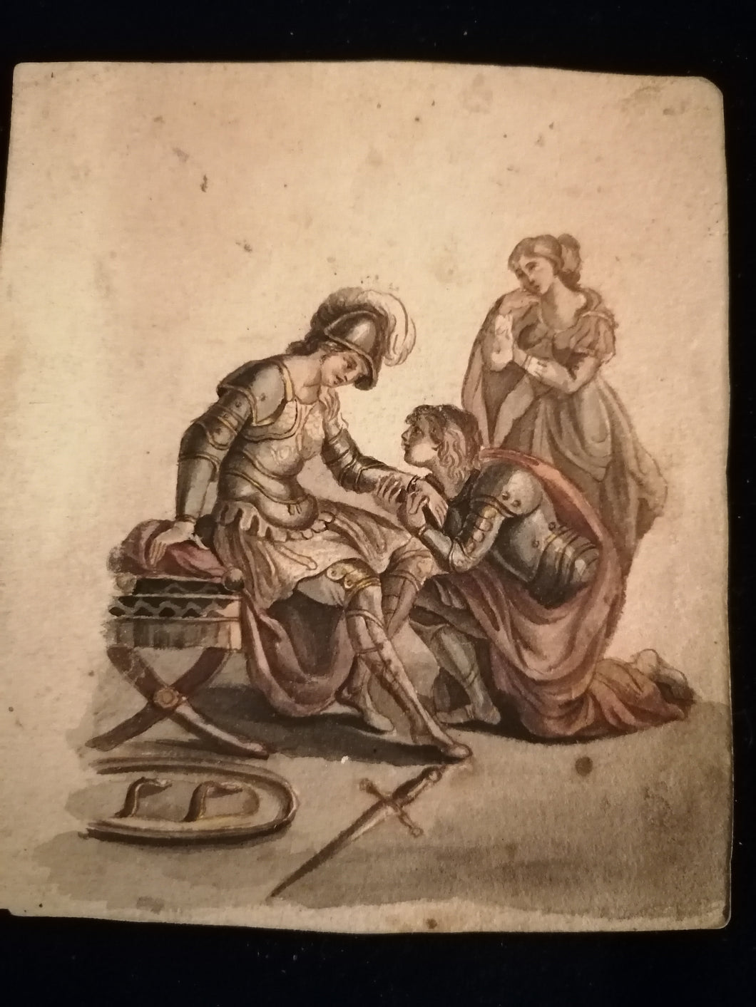 Étude esquisse au crayon et aquarelle, attribué à Henri Baron peintre Genevois