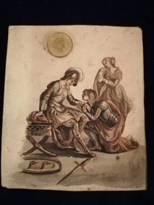 Étude esquisse au crayon et aquarelle, attribué à Henri Baron peintre Genevois