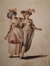 Charger l&#39;image dans la galerie, Belles dames en mouvement, étude au crayon et aquarelle, attribué à Henri Baron peintre Genevois 

