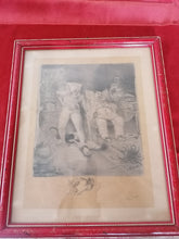 Charger l&#39;image dans la galerie, Adolphe Léon Wilette  lithographie caricature érotique avec cadre rouge 
