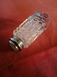 Salière en cristal taillé, argent et nacre. Parfait état. 
