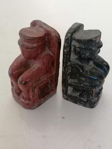 Paire de statuette ancêtre probablement Nigéria début XXème bois sculpté et peint.