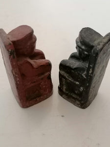 Paire de statuette ancêtre probablement Nigéria début XXème bois sculpté et peint.