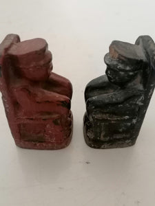 Paire de statuette ancêtre probablement Nigéria début XXème bois sculpté et peint.