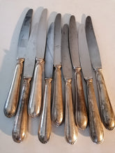 Charger l&#39;image dans la galerie, Jezler perle série de 9 coûteaux manche en argent massif 
