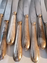 Charger l&#39;image dans la galerie, Jezler perle série de 9 coûteaux manche en argent massif 

