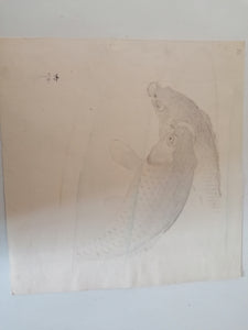 KOSON Ohara, dit aussi SHOSON ou HOSON gravure original paire de carpes parfait état. 