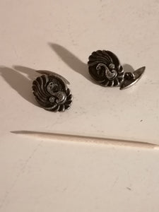 Paire de bouton de manchette en argent décors cygne probablement javanais