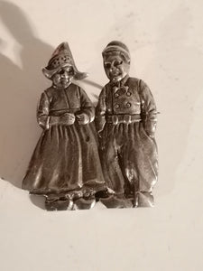 Broche ancienne couple hollandais en argent 