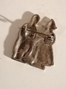 Broche ancienne couple hollandais en argent 