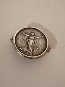 Broche médaille montée en argent, offert au 10 ans de loyaux service Hôtel Zermatt Verein.