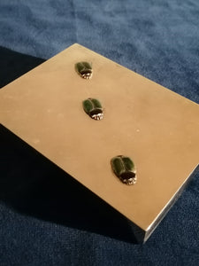 Boîte en métal argenté avec insecte émaillé sur le couvercle