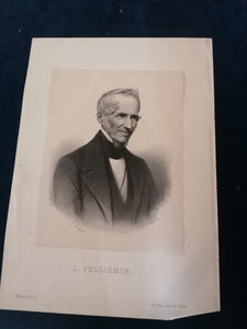 Louis Vulliemin pasteur,  professeur à l'Académie de Lausanne  et politicien Suisse. 1797-1879 gravure ancienne à encadrer