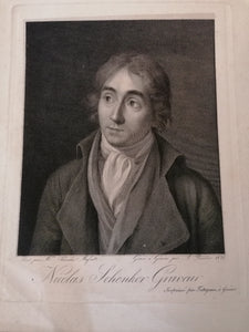 Portrait de Nicolas Schenker graveur, par Abraham bouvier aussi graveur début XIXème très bonne état et fin travail. 