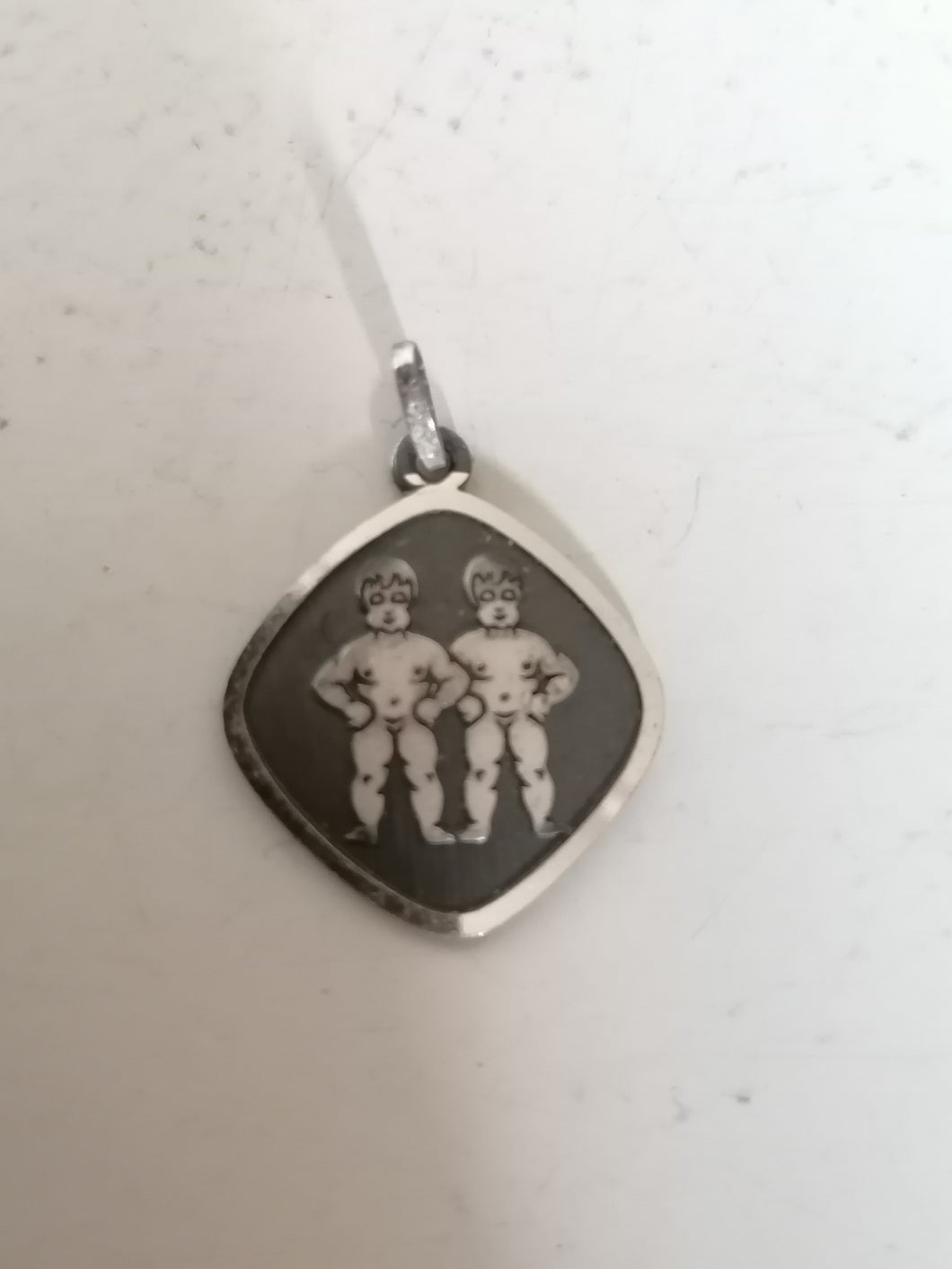 Pendentif gémeaux en argent massif 