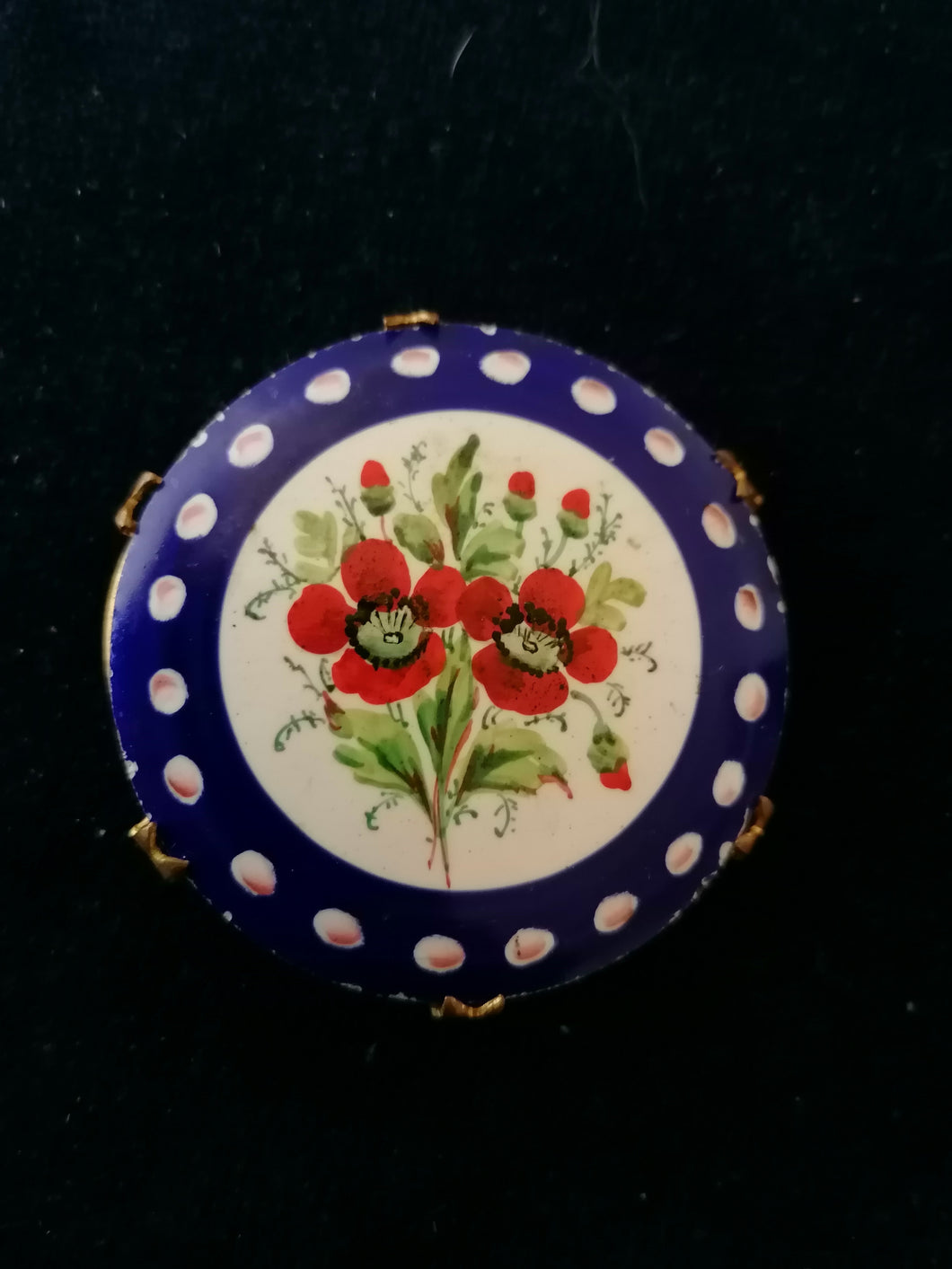 Broche émaillé peinte à la main ancienne 