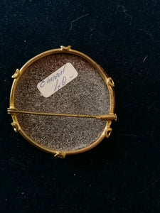 Broche émaillé peinte à la main ancienne 