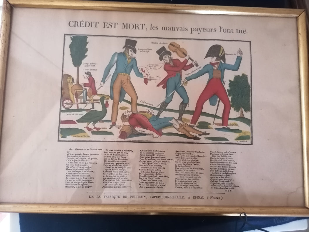 Crédit est mort, lithographie de Georgin, édition de Pellerin 