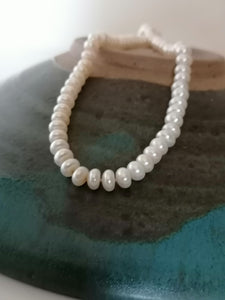 Collier perle d'eau douce bouton, belle qualité à remonter