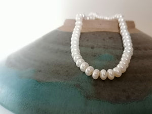 Collier perle d'eau douce bouton, belle qualité à remonter