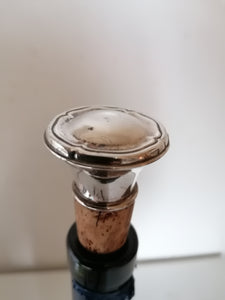 Bouchon argent massif et liège, pour carafe ou bouteille. 